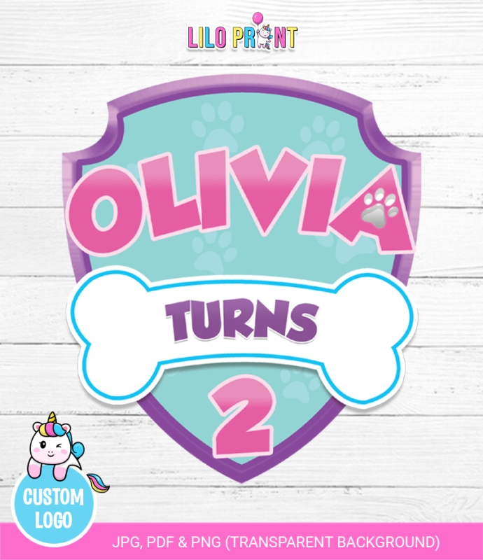 Paw patrol personalized logo - paw patrol girl logo - paw patrol girl custom logo
