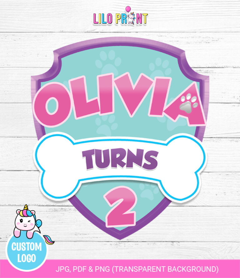 Paw patrol personalized logo - paw patrol girl logo - paw patrol girl custom logo