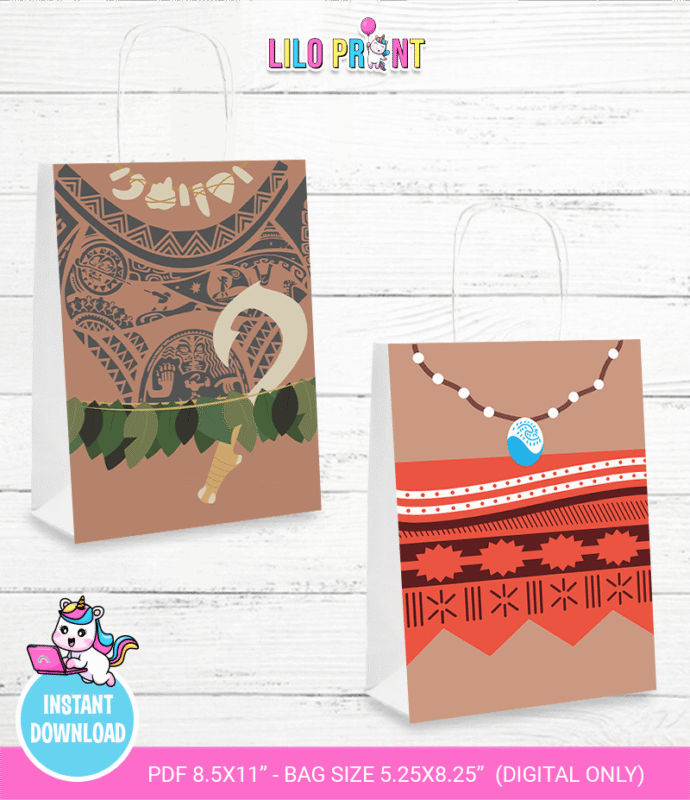 Moana favor bags - Moana printable favor bags - Moana party printables