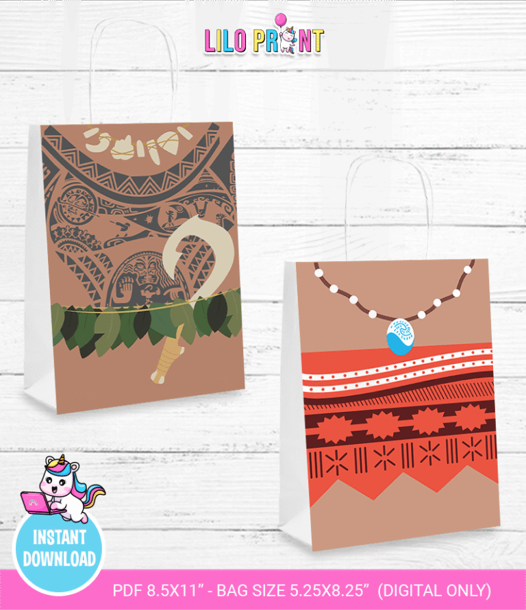 Moana favor bags - Moana printable favor bags - Moana party printables